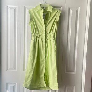 NWT House of Harlow 1960 Women's Lime Green Vegan Leather Midi Dress, XS